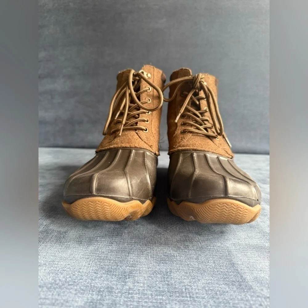 Sperry Avenue Duck Boots Men’s SZ 8 Rubber Lace Up Wool Outdoor Brown Hiking
